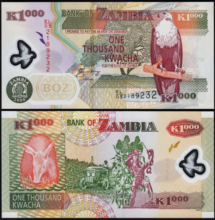 Zambia 1000 Kwacha 2008, polimer, necirculata [1]