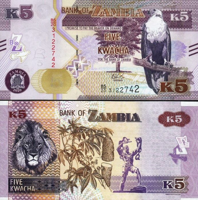 Zambia set 4: 2 5 10 20 Kwacha 2018 – 2020 (2021), necirculate [4]