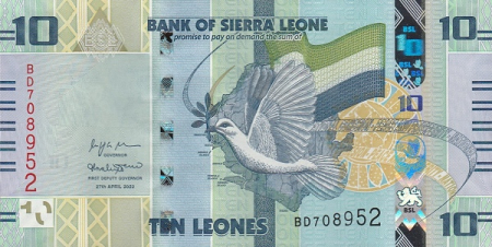 Bancnote Africa - SIERRA LEONE 10 leones noi 2022, necirculata