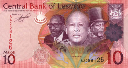 Bancnote Africa - Lesotho 10 Maloti 2013, necirculata
