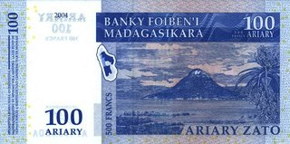 Madagascar - MADAGASCAR 100 ariary (500 franci) 2004, necirculata