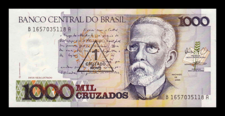 Brazilia - Brazilia 1 cruzado novo supratipar pe 1000 Cruzados 1989