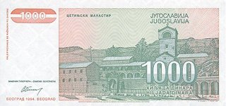 Iugoslavia, 1000 Dinari 1994, Pedro II al Muntenegrului, necirculata [1]