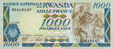 Rwanda 1000 Franci 1988, rara, necirculata [1]