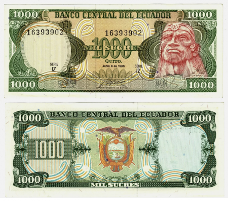 Ecuador - Ecuador 1000 Sucres 1988, Rumiñahui, necirculata