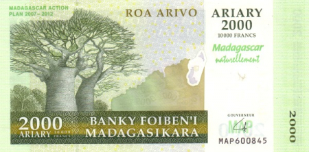 Madagascar - Madagascar 2000 Ariary (10000 Franci) 2012, necirculata