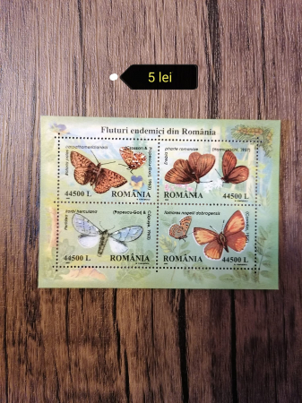 Timbre - 2002 Fluturi Endemici din Romania Bl. 322 LP 1591 MNH, Fauna, Nestampilat