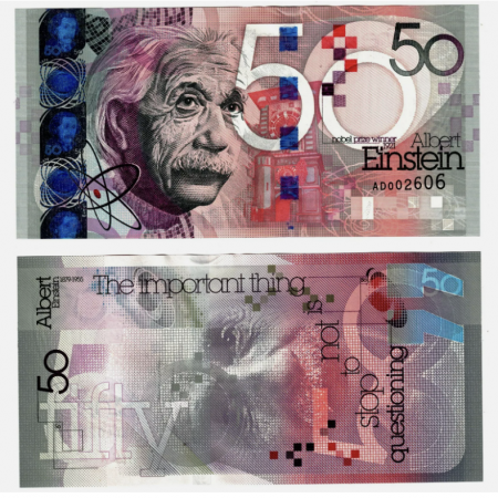 Bancnote de test - 2021 Albert Einstein -Thomas De La Rue, bancnota test, necirculata