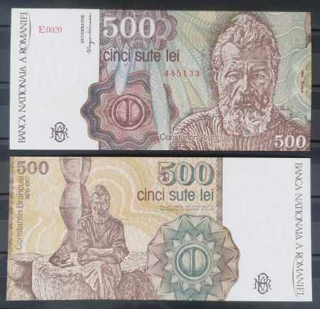 Romania, 500 Lei Aprilie 1991, Constantin Brancusi, necirculata [2]