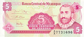 Nicaragua - Nicaragua 5 centavos 1991, Francisco Hernandez de Cordoba, necirculata