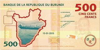 Burundi, 500 Franci 2015-2018, crocodilul, necirculata [1]