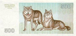 Lituania - Lituania 500 Talonas 1993 (revers: lupi), necirculata