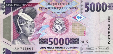 Bancnote Africa - Guineea 5000 Franci 2015, necirculata