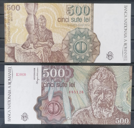 Romania, 500 Lei Aprilie 1991, Constantin Brancusi, necirculata [3]