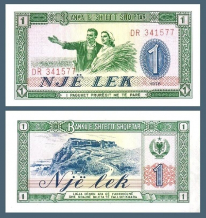 Bancnote Europa - Albania, 1 Lek 1976, necirculata