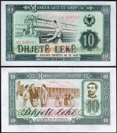 Bancnote Europa - Albania, 10 Leke 1976, necirculata