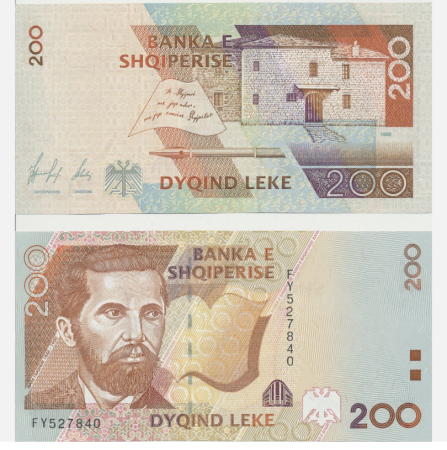 Bancnote straine - Albania 200 Leke 1996, Naim Frashëri, necirculata