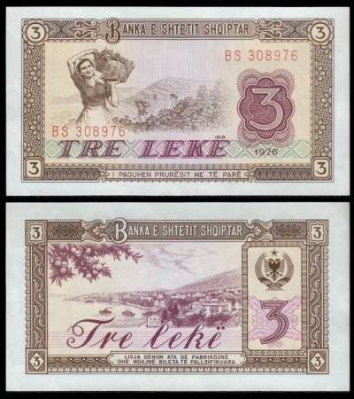 Bancnote - Albania 3 Leke 1976, necirculata