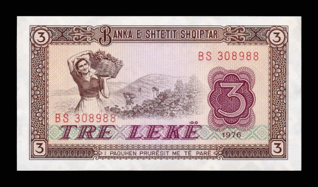 Bancnote Europa - Albania 3 Leke 1976, necirculata