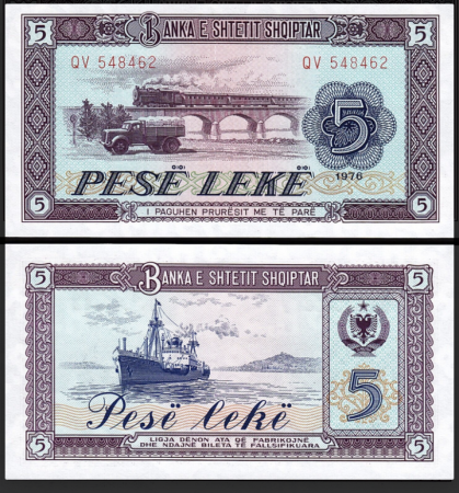 Albania - Albania 5 Leke 1976, necirculata