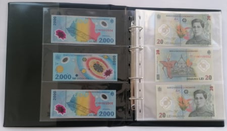 Albume cu folii pentru stocare bancnote - Album pentru bancnote prevazut cu 25 folii si 70 compartimente stocare