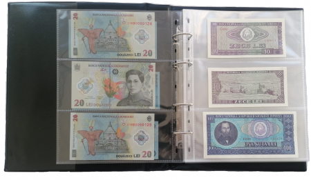 Albume cu folii pentru stocare bancnote - Album pentru bancnote prevazut cu 50 folii si 140 compartimente stocare