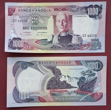 Bancnote Africa - Angola 1000 Escudos 1972, aproape necirculata