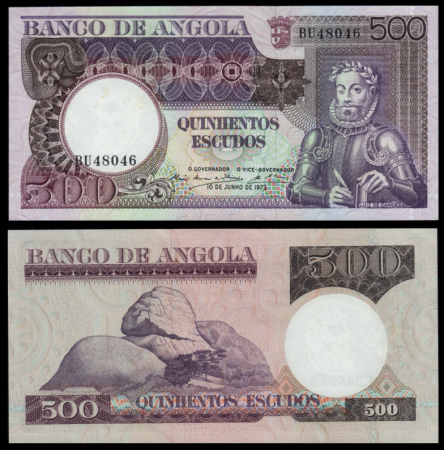 Bancnote straine - Angola 500 Escudos 1973, Luiz de Camões, necirculata