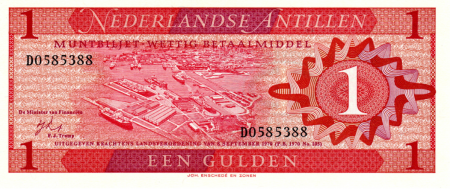 Bancnote America - Antilele Olandeze, 1 Gulden 1970, necirculata