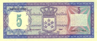 Antilele Olandeze, 5 Gulden 1984, necirculata [1]