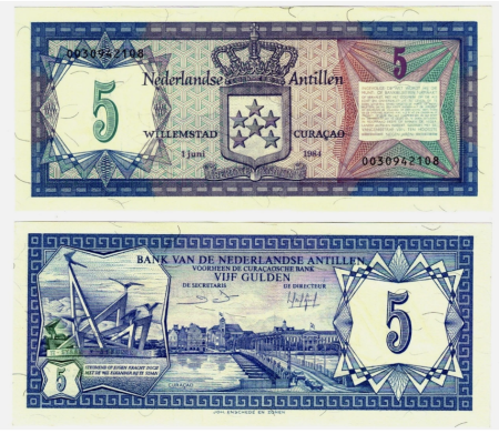 Bancnote America - Antilele Olandeze, 5 Gulden 1984, necirculata