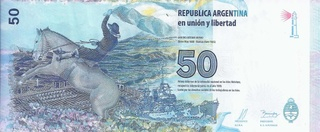 Argentina, 50 Pesos (comemorativa: I.le Falklands), necirculata [1]
