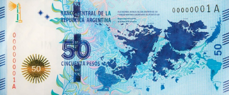 Bancnote America - Argentina, 50 Pesos (comemorativa: I.le Falklands), necirculata