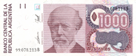 ARGENTINA 1000 australes 1988, necirculata [1]