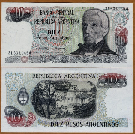 Argentina - ARGENTINA 10 pesos 1983-1985, necirculata