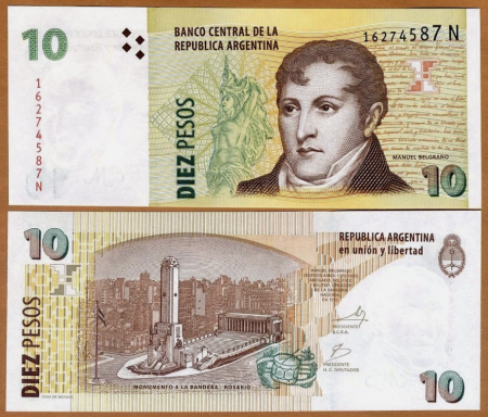 Bancnote straine - Argentina 10 Pesos 2003-2012, necirculata