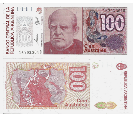 Bancnote straine - ARGENTINA 100 australes 1988, necirculata