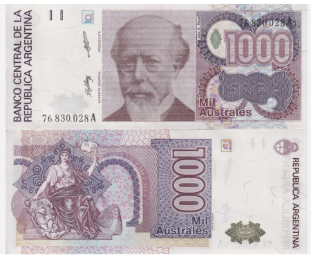 Bancnote - ARGENTINA 1000 australes 1988, necirculata