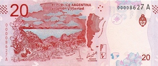 Argentina 20 Pesos 2017, Guanaco (Lama), necirculata [1]