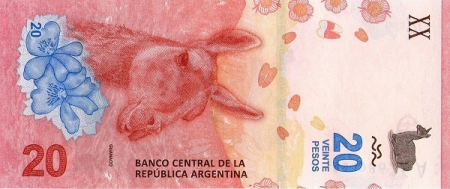 Argentina - Argentina 20 Pesos 2017, Guanaco (Lama), necirculata