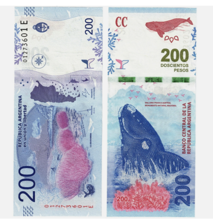 Bancnote - ARGENTINA 200 pesos 2016, Balena Albastra, necirculata