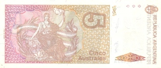 ARGENTINA 5 australes 1989, Justo José de Urquiza, necirculata [1]