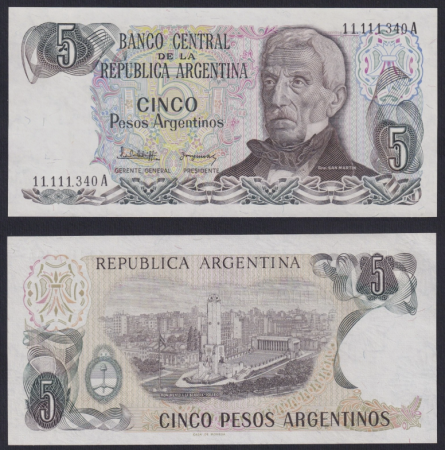Bancnote - ARGENTINA 5 pesos 1983-1984, necirculata