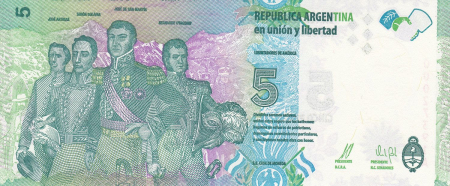Argentina 5 Pesos 2015, semne pentru nevazatori, necirculata [1]