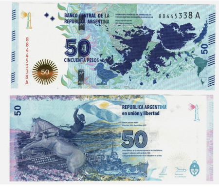 Argentina, 50 Pesos (comemorativa: I.le Falklands), necirculata [2]