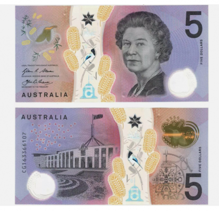 Bancnote Australia si Oceania - Australia 5 dolari 2016, polimer, necirculata, Regina Elisabeta II