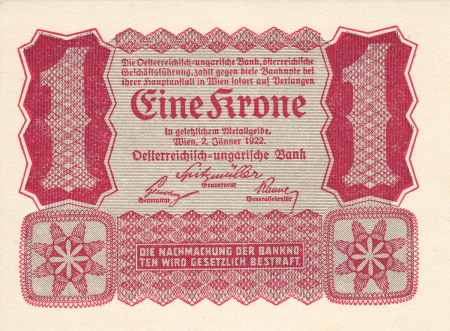 Bancnote Europa - Austria 1 coroana 1922, necirculata