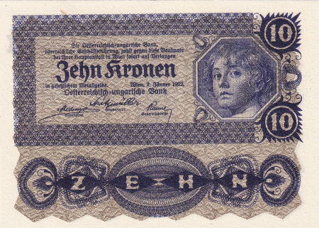 Austria 10 coroane 1922, aproape necirculata [0]