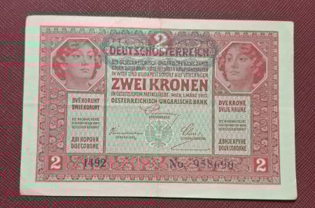 Bancnote straine - Austria 2 coroane 1917, circulata