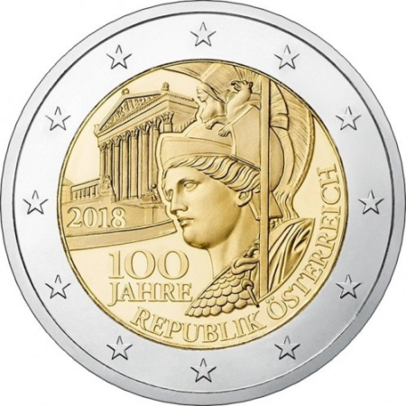 Monede Euro, Eurocenti - Austria 2 euro 2018, 100 ani de la proclamarea Austriei ca stat, UNC